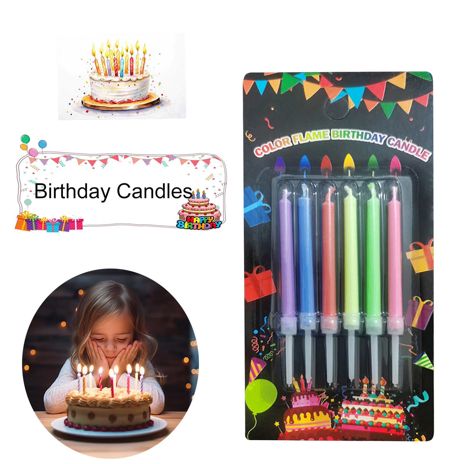 Colored Flame Candles Birthday Candles Party Cake Candles Cool and Good-looking Home Decor